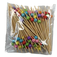 Piques à barbecue en bambou colorées et rondes - Écologiques et jetables - Diamètre 2,0 mm