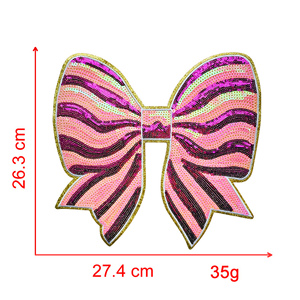 Ventes en gros de patchs brodés personnalisés écologiques pour la Saint-Valentin, le Mardi Gras, en violet, vert et or, avec des paillettes et des nœuds thermocollants pour vêtements - Product Image 2