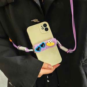 Étui de téléphone mignon en peluche avec bouche de saucisse de dessin animé, sac messager, lunettes de soleil, avec sangle de téléphone pour iPhone 15 14 13 12 Plus/pro/pro Max - Product Image 6