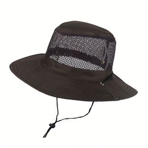 Mesh Breathable <b>Folding</b> <b>Bucket</b> Hat Solid Color Wide Brim Sunproof Sun Hat Summer Outdoor Fishing <b>Bucket</b> Hat - Product Image 2
