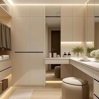 Fabricant d'armoires, armoires de chambre à coucher modernes et luxueuses en bois mélaminé en forme de U, système de dressing