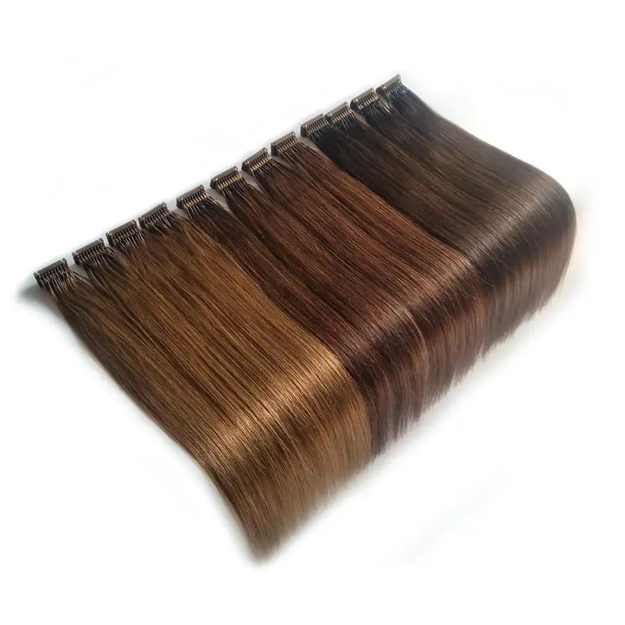 New Products 2023 High Quality Cuticle Aligned Remy Hair 6D hair extensions real bonded Human Hair Extensions Black Brown Blonde