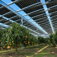 Système de montage solaire agrivoltaïque sur structure de support photovoltaïque au sol pour vergers, pour exploitation agricole commerciale