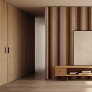 Pannello acustico in <span class=keywords><strong>legno</strong></span> <span class=keywords><strong>di</strong></span> nuova progettazione <span class=keywords><strong>con</strong></span> striscia <span class=keywords><strong>di</strong></span> luce a LED per applicazioni moderne <span class=keywords><strong>di</strong></span> magazzino e soggiorno - Product Image 2