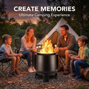 Wholesale 19 Inch Smokeless <b>Fire</b> <b>Pit</b> Outdoor <b>Wood</b> <b>Burning</b> Metal Steel Low Smoke Bonfire <b>Pit</b> with Removable Ash Pan & Cover - Product Image 6