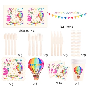 DAMAI <b>Customized</b> Hot Air <b>Balloon</b> Birthday Dinner Plate Party Disposable Paper Party Tableware Set for Kids Birthday Supplies - Product Image 4