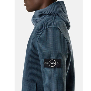 Изысканный винтажный кардиган на молнии из 100% хлопка, плосковязаный, с эффектом кислотной стирки, не скатывается, осенний - Product Image 2