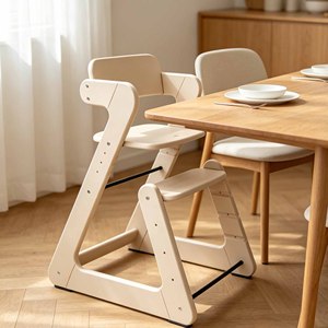 Silla Alta para Bebé de Madera Ajustable en Forma de Z, Silla Alta para Alimentar al Bebé, Silla Alta Multifuncional de Madera para Bebé - Product Image 2