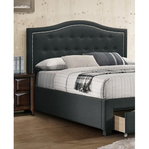 Lit King Size Californien Moderne avec Tête de Lit Capitonnée Boutonnée, Sommier de Rangement et Pied de Lit, Finition Anthracite, Écologique, pour Chambre d'Appartement - Product Image 1