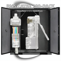 Lot de 100 connecteurs modulaires RJ45 Cat5e plaqués or 3 broches 8P8C pour câble Ethernet UTP, boîtiers PC pour alimentation
