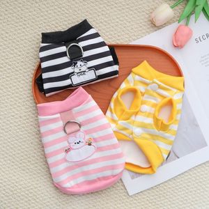 Cute Striped Fleece-Lined <b>Cardigan</b> For <b>Cats</b> And Dogs With Leash Vest Pet Clothes - Product Image 3