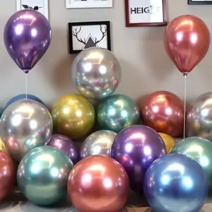 Balon krom metal renk parti dekorasyon lateks yuvarlak doğum günü partisi metalik balonlar