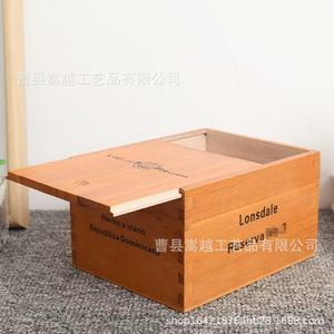 Boîte de rangement pour cigares en bois massif rectangulaire, anti-humidité, avec humidificateur et couvercle coulissant - Product Image 2