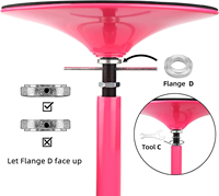 Barre de pole dance en silicone rose réglable en hauteur (7,3-9 pieds) pour fitness, danse, dips et pole dance statique et rotative