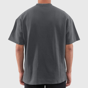 T-shirt Homme Oversize en Coton Uni à Col Rond et Épaules Tombantes, Style Streetwear, Coupe Boxy, Grammage Lourd - Product Image 4