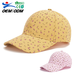 หมวกเบสบอลสำหรับเด็กผู้หญิงผ้าคอตตอนลายดอกไม้6แผงปักออกแบบได้ตามต้องการฤดูร้อน - Product Image 1