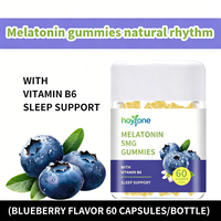 Gummies de mélatonine 5mg à marque privée OEM, enrichies en vitamine B6, pour un sommeil réparateur, saveur naturelle de myrtille, véganes, faibles en sucre, pour adultes