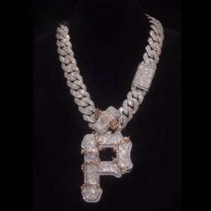 Colgante de Plata de Ley 925 Personalizado de Alta Calidad para Hombre, Estilo Hip Hop, con Letra P y Diamantes Redondos de Corte Brillante, Joyería de Lujo para Regalo - Product Image 6