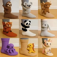 Nouveauté Chaussettes Animaux 3D Mignonnes Chaussettes en Tricot à Motif Animal Chaussettes de Sol Unisexe Produit Hivernal Drôle