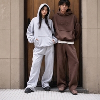 Ensemble survêtement unisexe oversize avec logo brodé 3D, pantalon large Y2K, streetwear décontracté, personnalisable en gros