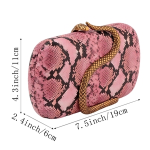 Bolso de mano elegante de piel sintética para mujer, bolso de noche metálico con diseño de serpiente, bolso de hombro con cadena desmontable para salir de noche o fiestas - Product Image 2