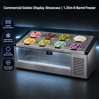 Vitrine Commerciale pour Gelato, Congélateur à Glace 8 Barils en Acier Inoxydable 304