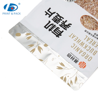 Sachets personnalisés imprimés à fond plat pour céréales de petit-déjeuner, scellés sur huit côtés, refermables avec fermeture éclair, pour emballage alimentaire