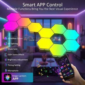 Lampe LED intelligente, décoration créative, veilleuse LED, synchronisation musicale, lumières hexagonales, lampe murale LED <span class=keywords><strong>pour</strong></span> l'éclairage du salon - Product Image 4
