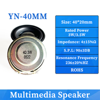 Haut-parleur multimédia micro large bande de 1,5 pouce (40x20MM) 4 Ohms 3W, unité de pilote audio circulaire personnalisée en usine pour appareil intelligent, ROHS & CE