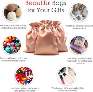 Custom Jewelry Wedding Baby Shower Christmas Holiday Gift Soft Satin <b>Drawstring</b> Rose Gold Satin Bag - Product Image 2
