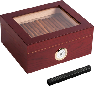 Caja <span class=keywords><strong>de</strong></span> Madera <span class=keywords><strong>de</strong></span> <span class=keywords><strong>Cedro</strong></span> <span class=keywords><strong>de</strong></span> Alta Gama para Cigarros con Higrómetro, Humidificador y Técnica <span class=keywords><strong>de</strong></span> Lacado - Product Image 1