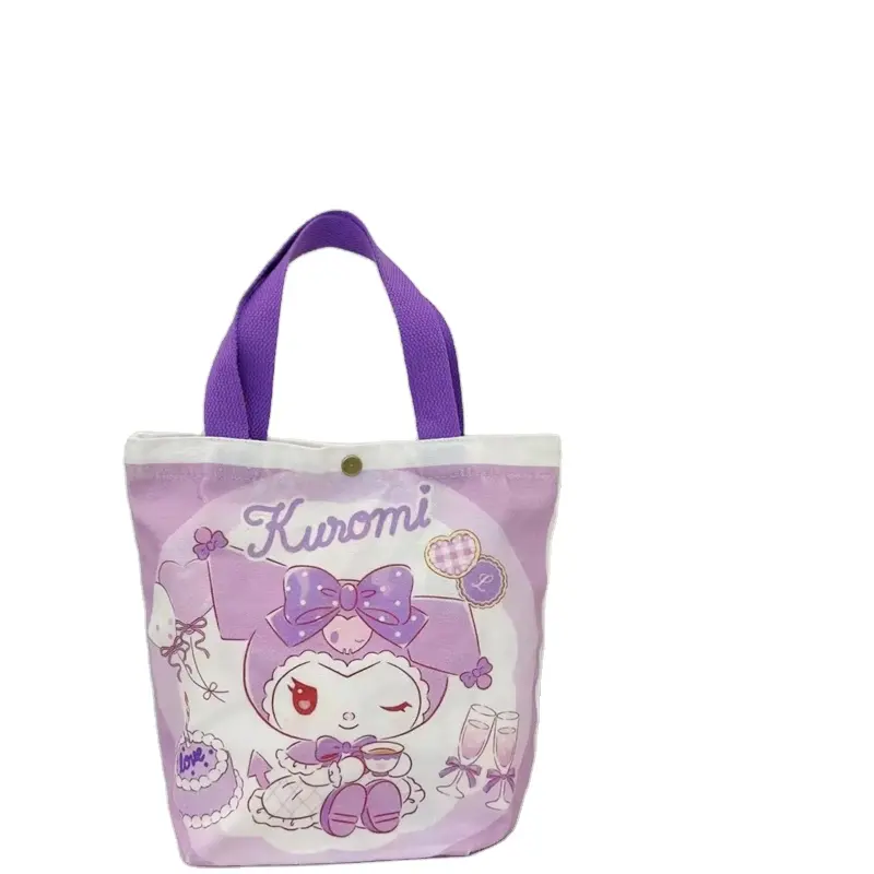 Kustom Seri Kuromi tas tangan perjalanan kapasitas besar tas belanja anjing Kuromi yukui tas penyimpanan portabel makan siang
