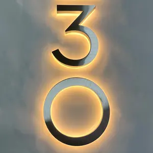 Letras do alfabeto do led, logotipo personalizado, sinal de luz exterior iluminado, luz led, número da casa