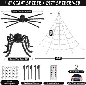 Telaraña Triangular Gigante a Pilas, Impermeable, con 200 Pies Cuadrados de Telaraña y 50 Arañas Pequeñas, Telaraña de Halloween de 16 Pies - Product Image 6