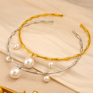 <span class=keywords><strong>Collier</strong></span> <span class=keywords><strong>ras</strong></span> du <span class=keywords><strong>cou</strong></span> avec pendentif perle exagéré <span class=keywords><strong>Collier</strong></span> en bambou réglable en acier inoxydable plaqué or 18 carats Tour <span class=keywords><strong>de</strong></span> <span class=keywords><strong>cou</strong></span> élégant pour <span class=keywords><strong>femme</strong></span> - Product Image 6