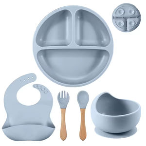 2025 Chegada Eco-friendly Não-Tóxico Silicone Baby Feeding Set Inclui Tigela Sucção Snack Cup Placa de Palha Bib Produtos - Product Image 2