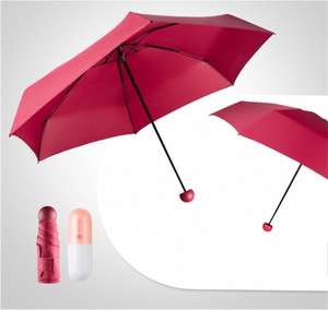 Paraguas compacto de viaje plegable con revestimiento negro, mini Cápsula de bolsillo de 19 pulgadas, protección UV - Product Image 4