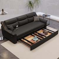 Canapé-lit moderne en cuir PU avec rangement, charge USB, convertible et extensible pour salon et appartement