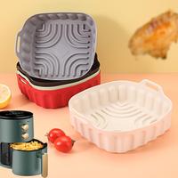 Panier de cuisson carré en silicone pour friteuse à air, réutilisable, antiadhésif, pliable, compatible four, fabriqué en Chine continentale