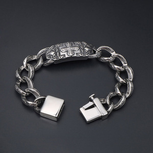 European American Men's <b>Cross</b> Bracelet Tibetan <b>Silver</b> Chain Hip Hop Jewelry Gift CE145 - Product Image 3