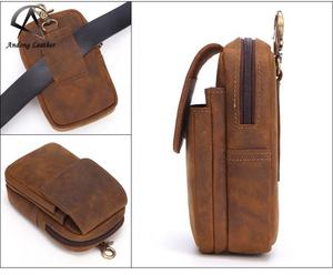 Sac banane pour homme en cuir de vache véritable de l'usine d'Andong, en cuir Crazy Horse, style rétro, pour affaires et activités de plein air - Product Image 4