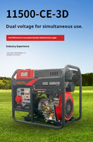 Groupe électrogène diesel 8 kW, double tension 220V/380V, 50/60Hz, monophasé, petit, industriel, extérieur, démarrage électrique, portable, pour situations d'urgence