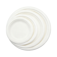 Assiette jetable en pulpe de bagasse biodégradable naturelle ou blanche de 6, 7, 9 et 10 pouces, avec compartiments