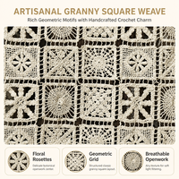 Rideau carré ajouré en crochet style bohème, voilage polyvalent pour fenêtre, séparateur de pièce, rideau de café, rideau de porte