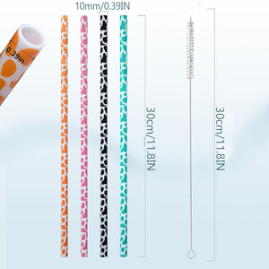 قش شرب قابل لإعادة الاستخدام بنقشة الفهد 	   فوهة واسعة بطول 30 سم تناسب أكواب سعة 40 أونصة - Product Image 2