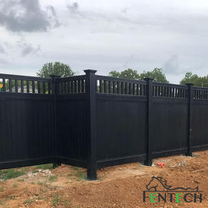 Recinzione per la Privacy in Vinile Nero ASA Anti-sbiadimento Fentech, Pannelli in PVC 6 Piedi di Altezza X 8 Piedi di Larghezza con Parte Superiore a Picchetti - Product Image 1