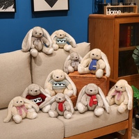 Peluche Lapin à Oreilles Tombantes Personnalisée OEM, Plusieurs Styles au Choix, Jouet en Peluche Doux avec Nœud/Pull/Écharpe