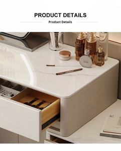 Coiffeuse à panneau de roche design simple et moderne Petite table de maquillage en verre avec miroir éclairé pour chambre à coucher, hôtel et appartement - Product Image 6
