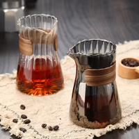 Carafe à café classique en verre borosilicate avec couvercle, style japonais, pour infusion manuelle, pot de partage à poignée suspendue, ensemble écologique