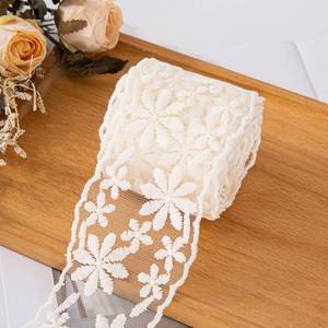 Ruban de dentelle brodé vintage classique personnalisé de 7 cm x 5 yards pour bouquet de mariage, emballage, embellissement de vêtements, décoration - Product Image 4